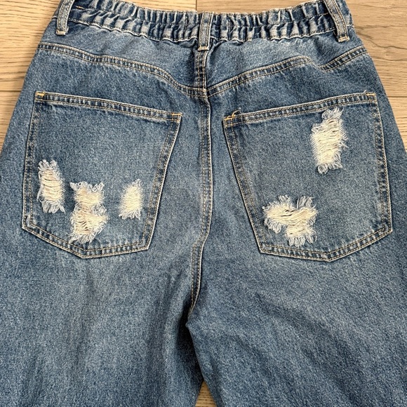 Wax Jean Distressed Women's Blue Denim Jeans Medium with Vintage Aesthetic - Picture 3 of 9